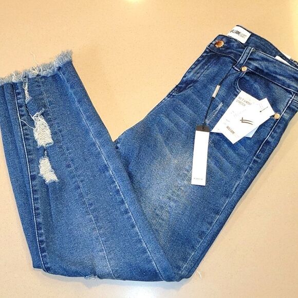 William Rast High Rise Slim Straight Distressed Wash Jeans - Picture 8 of 14